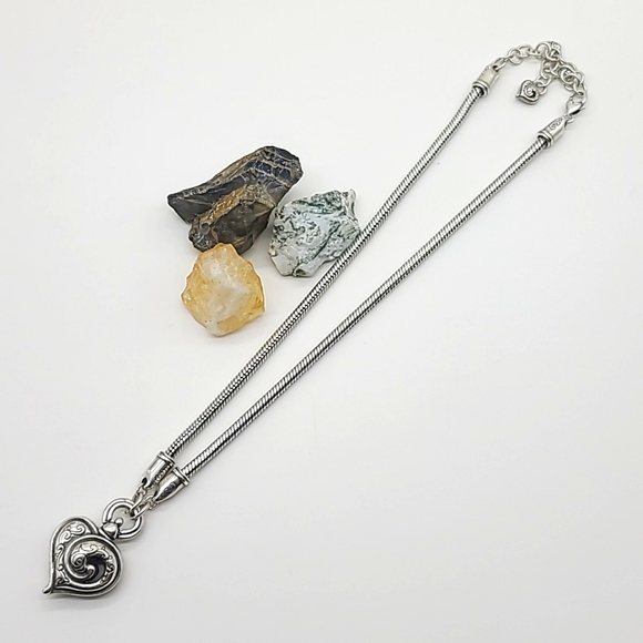 Brighton "PENELOPE" Puffy Etched Reversible Heart Pendant β€οΈ - Picture 3 of 9